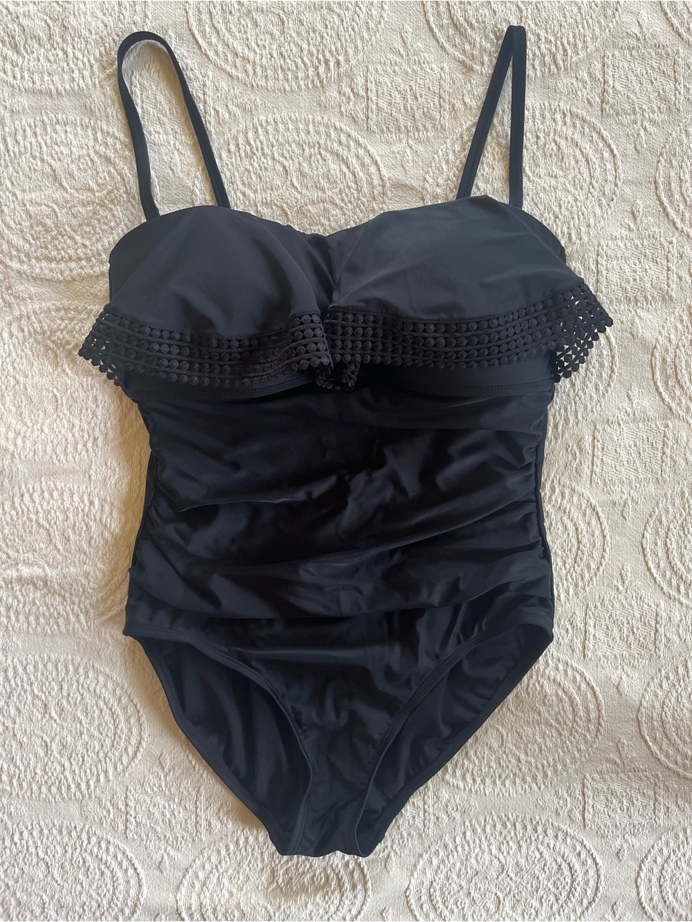 Kona Sol Black One-Piece Swimsuit Modest Size L
